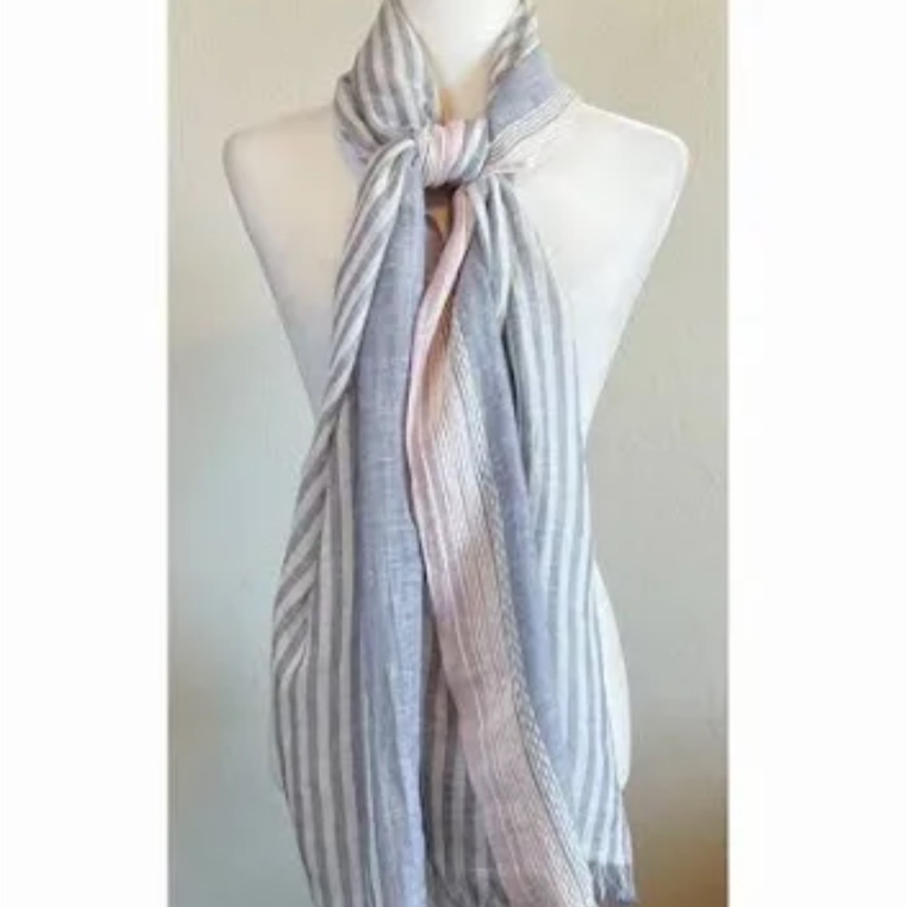Abercrombie and Fitch pink blue white striped scarf